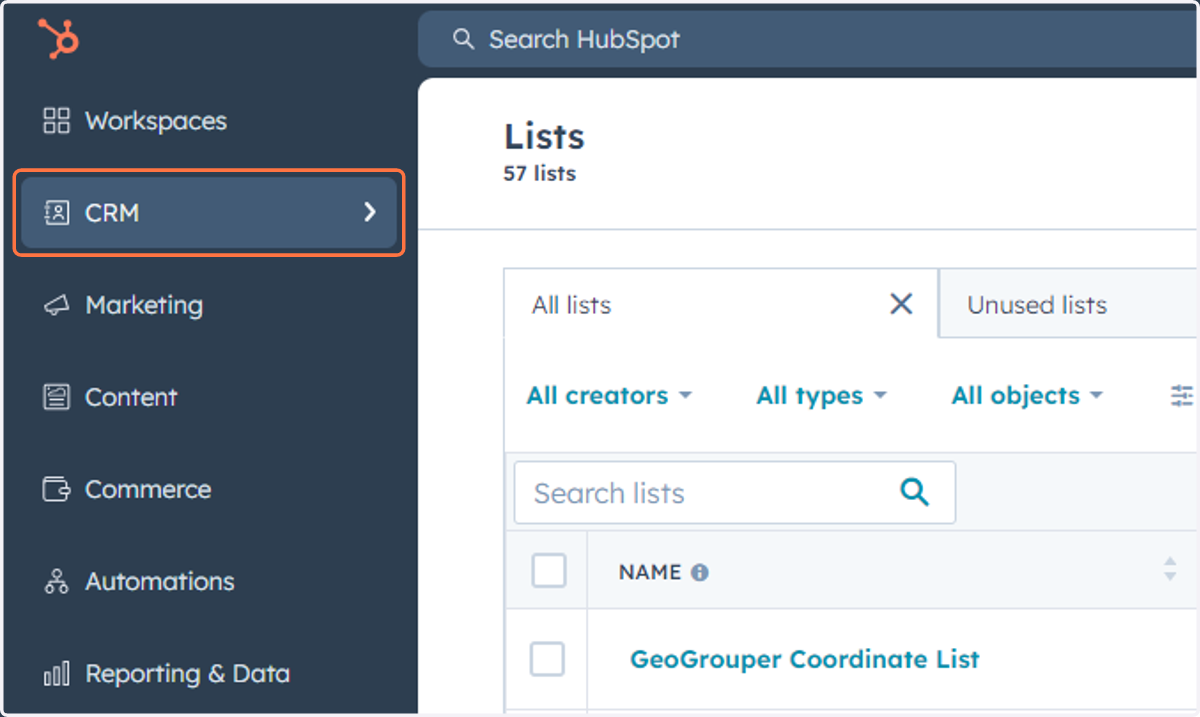 Click on CRM