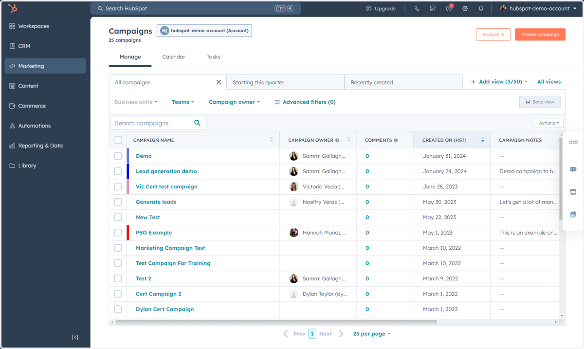 This is where you can access, manage and create Campaigns.