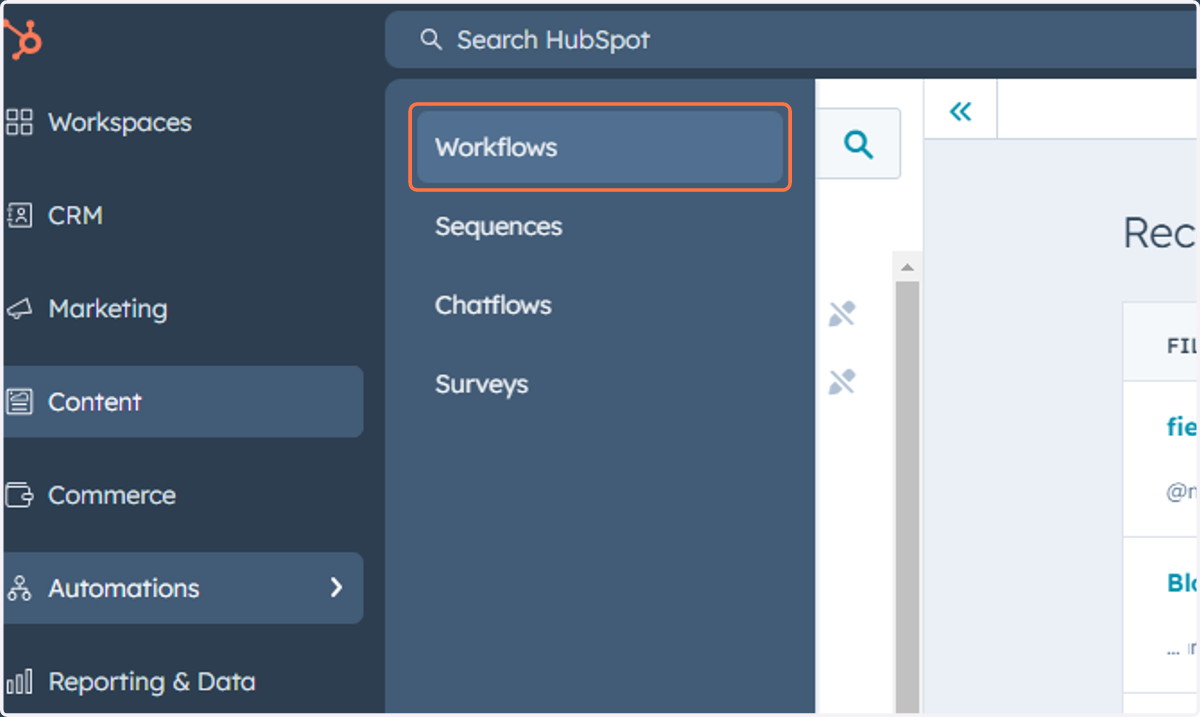 Click on Workflows