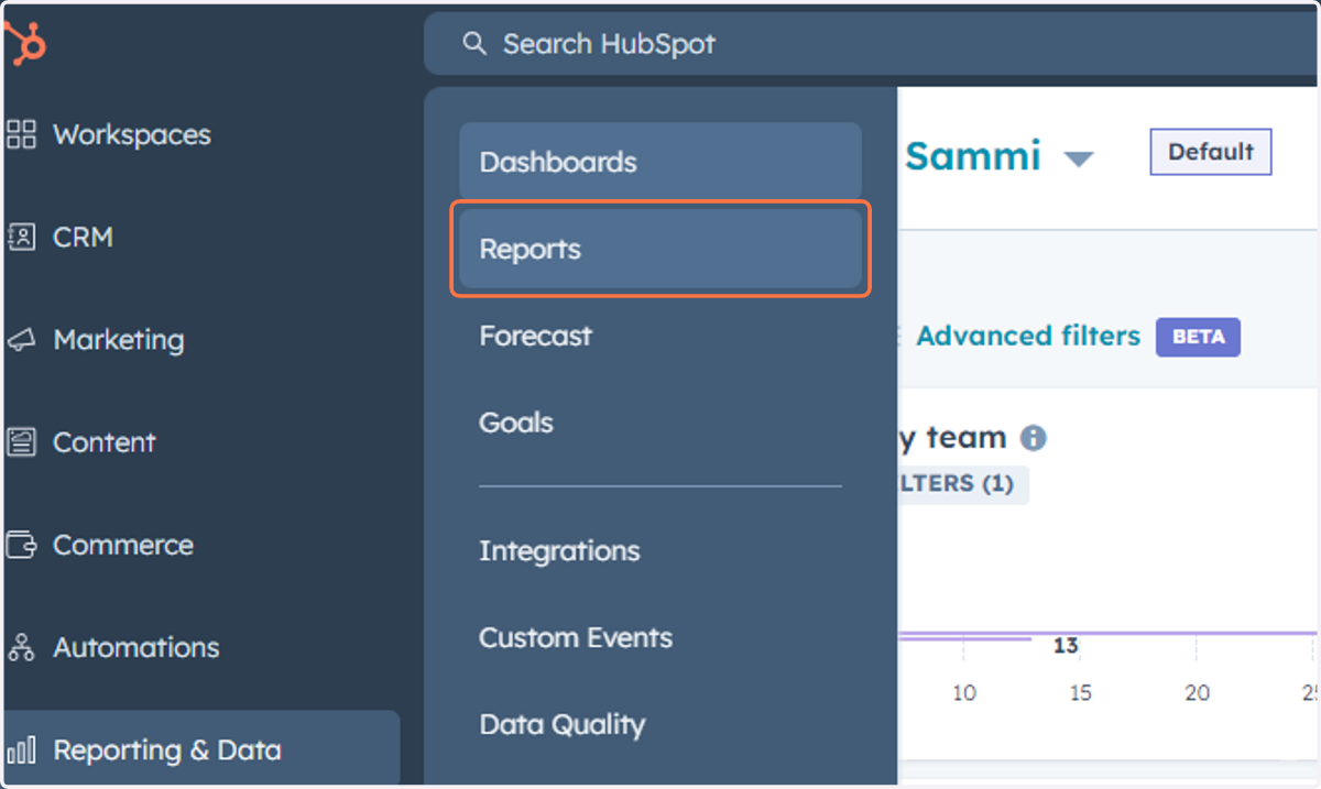 Click on Reports