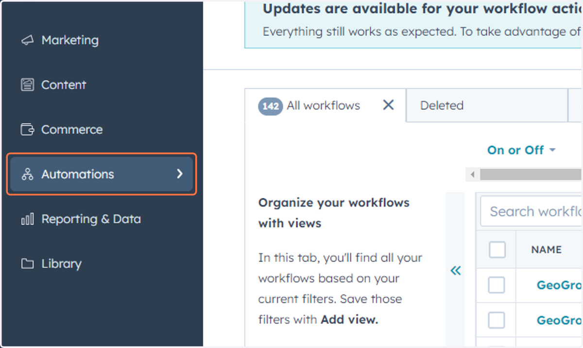 Click on Automations