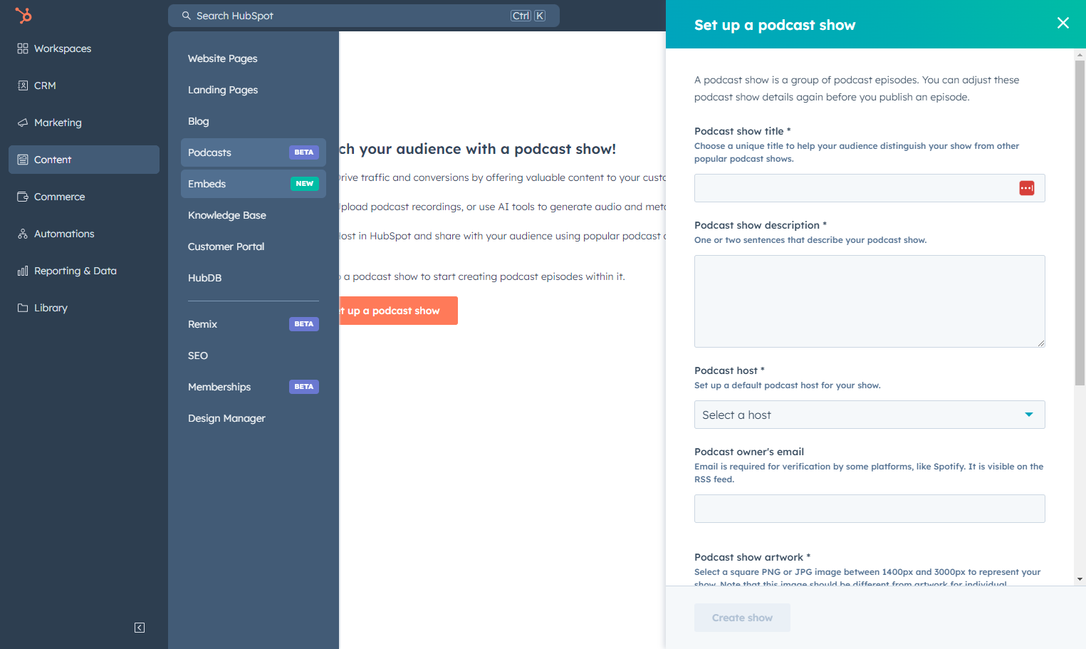 Click on Embeds…