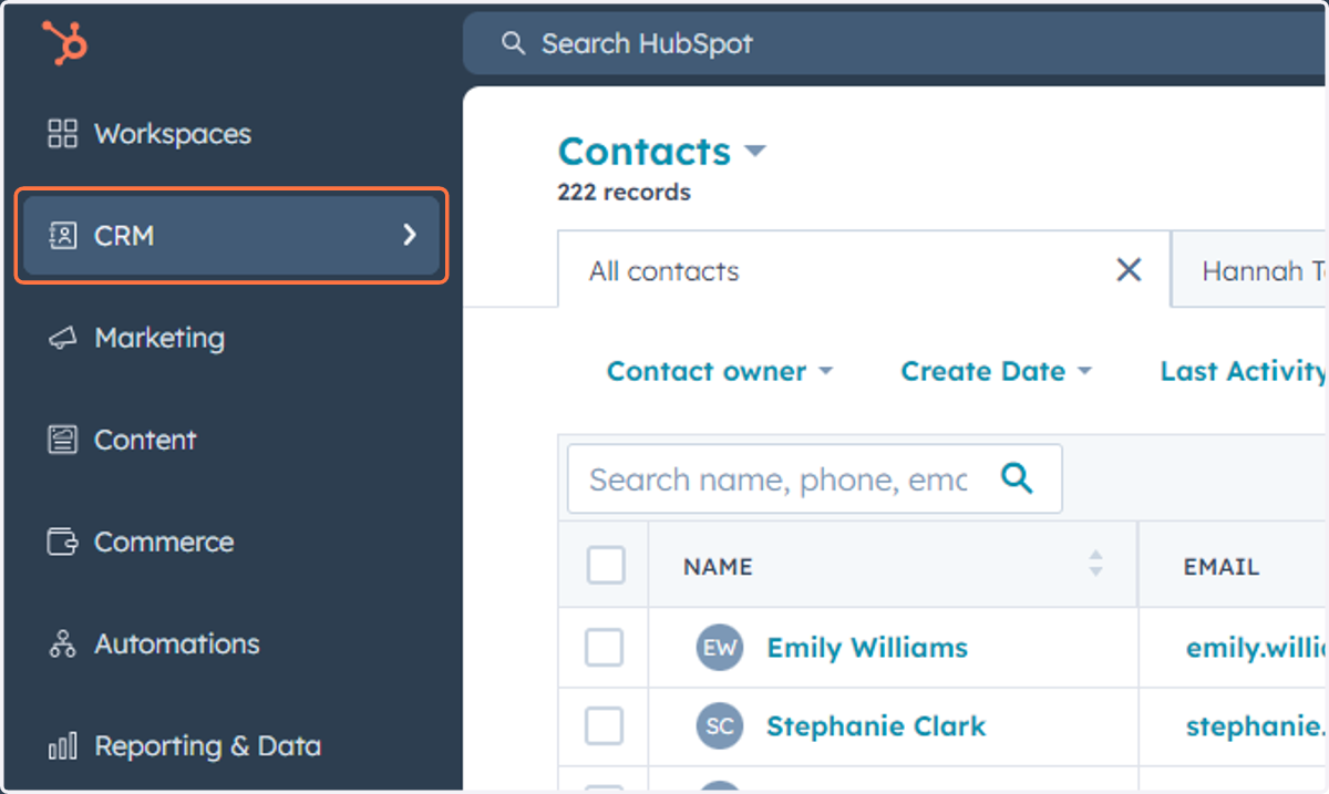 Click on CRM