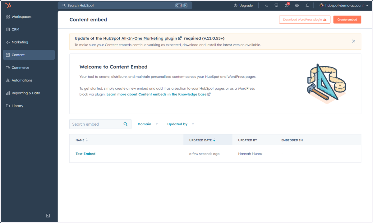 Once you start creating Embeds, this is what the screen will look like for you to manage your Embeds