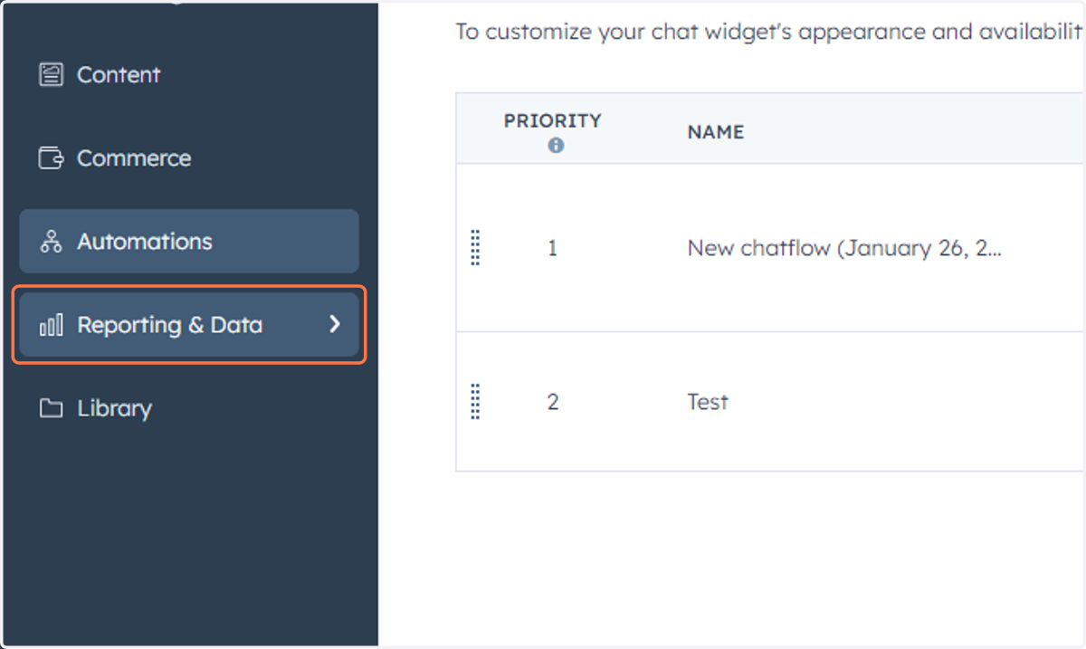 Click on Reporting & Data