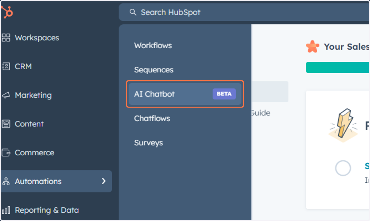Click on AI Chatbot…
