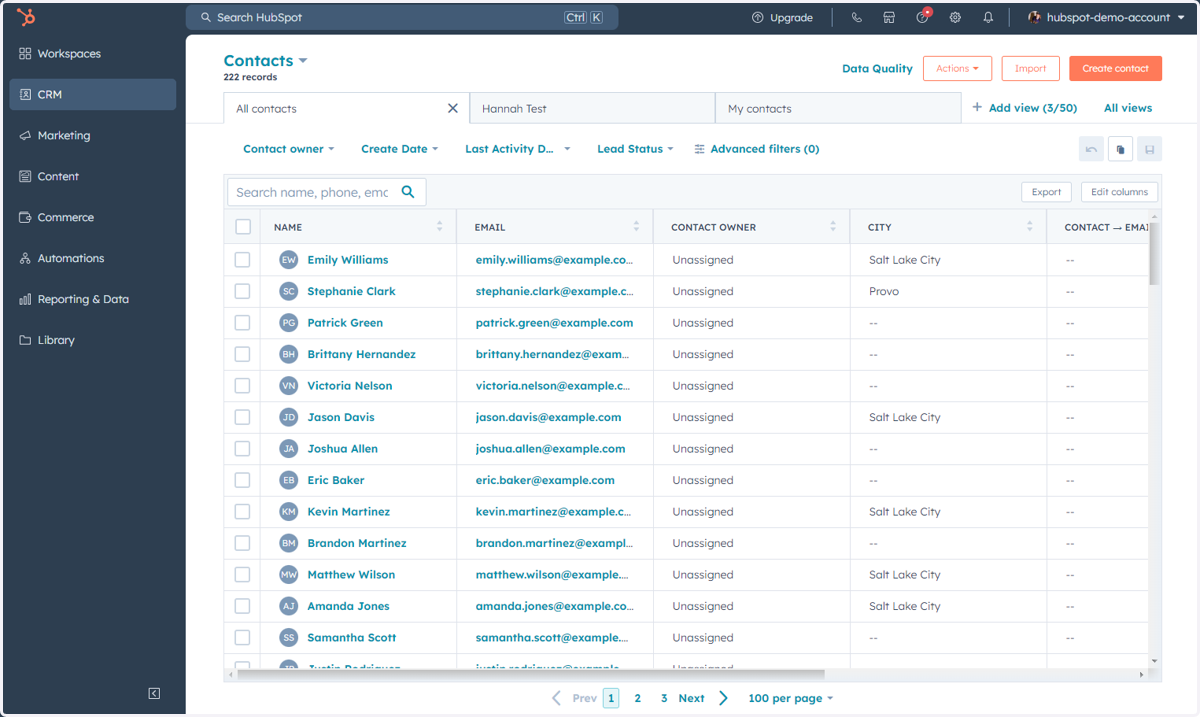 This is where you can access all of the Contacts in your database