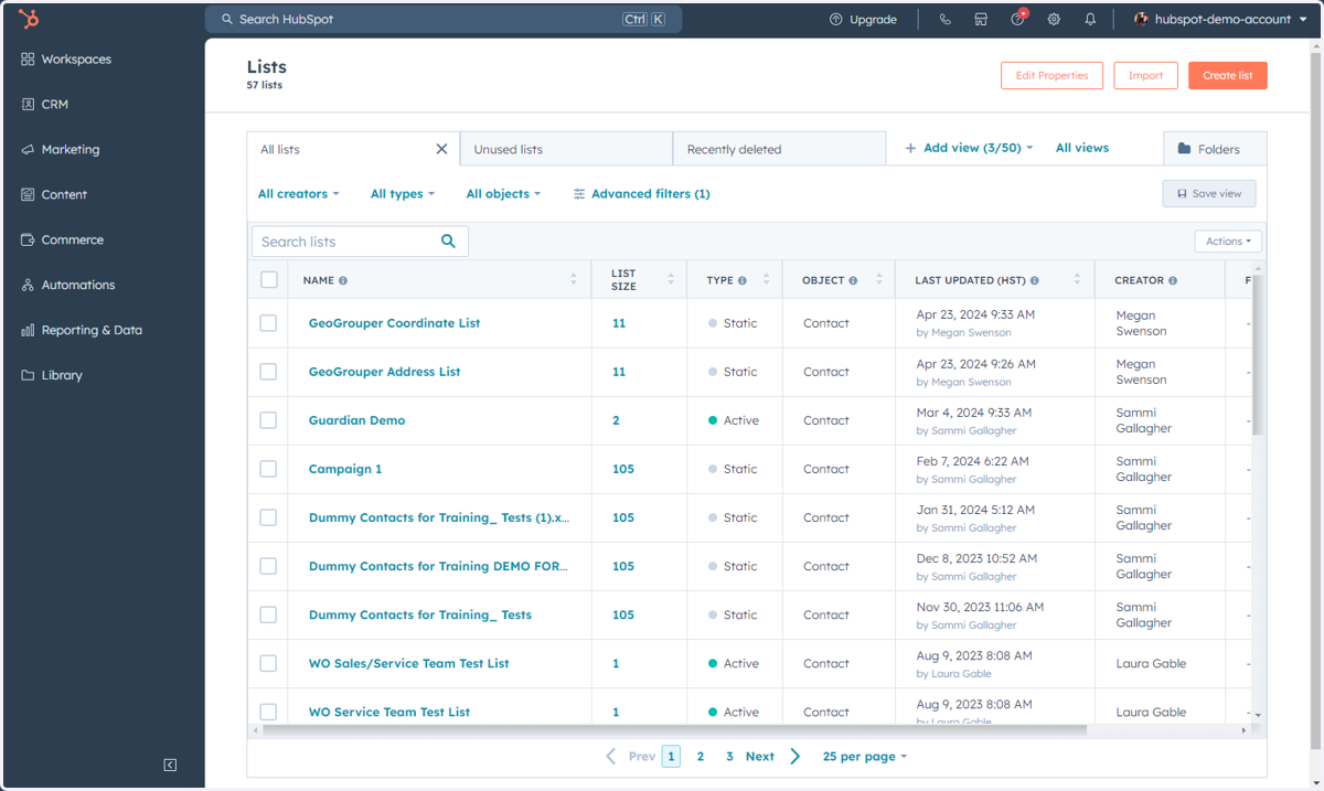 This is where you can access, create and manage all of your Lists