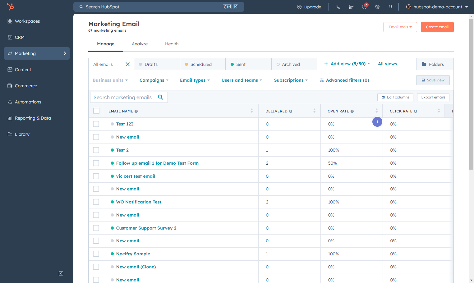 Click on Marketing