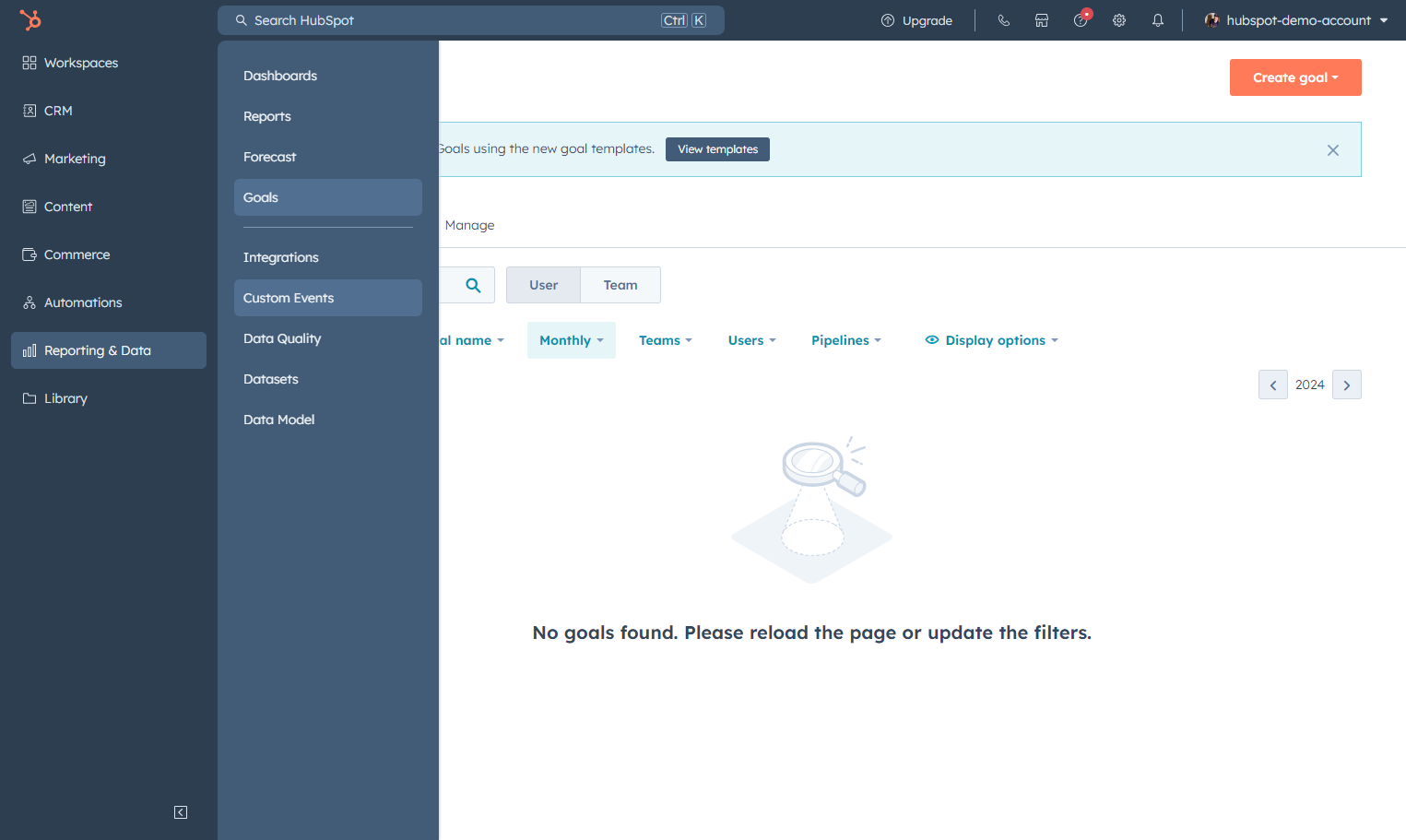 Click on Custom Events