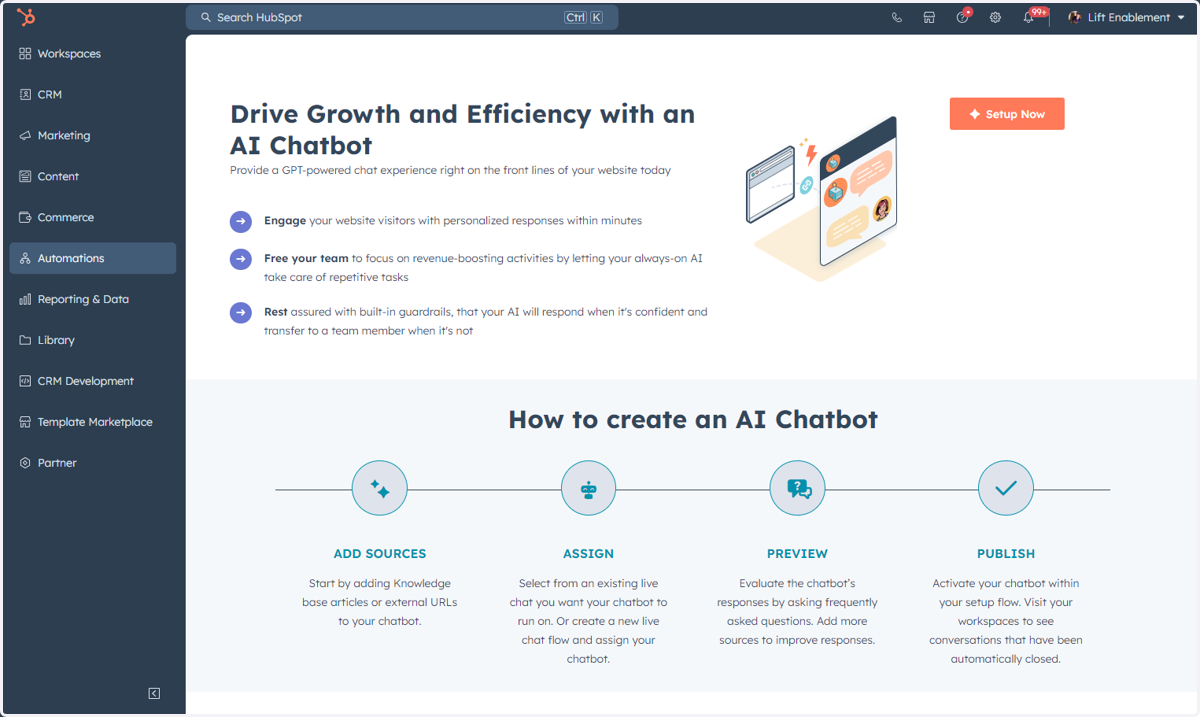 This is where you can access the AI Chatbot