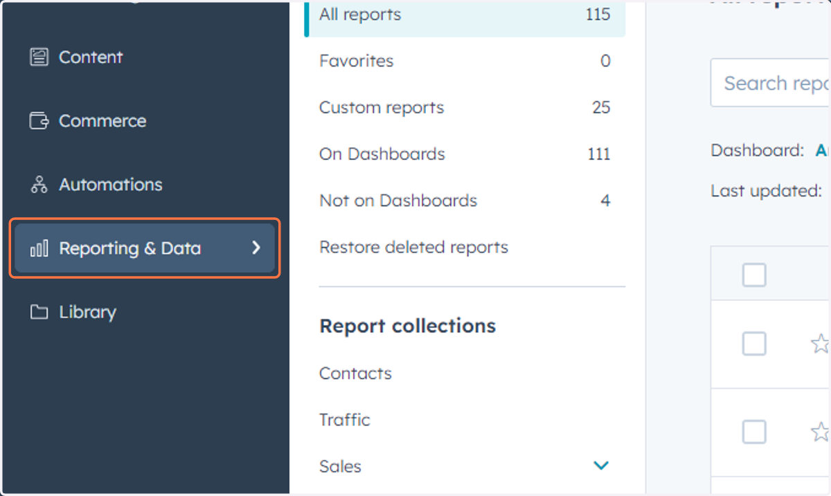 Click on Reporting & Data