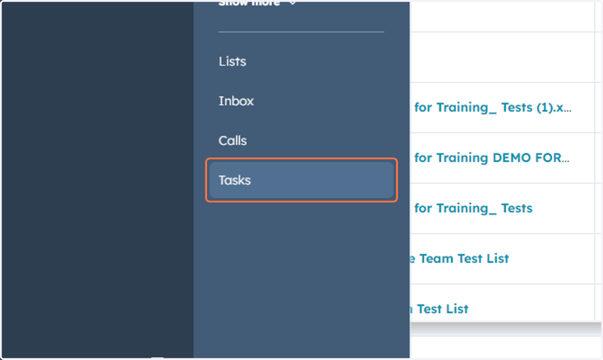 Click on Tasks
