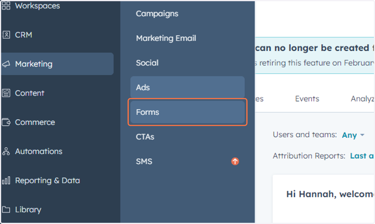 Click on Forms