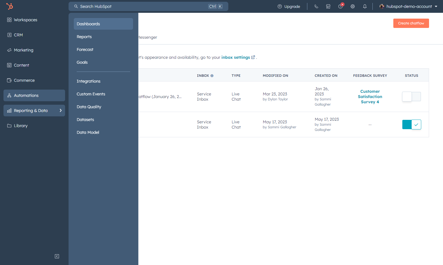 Click on Dashboards