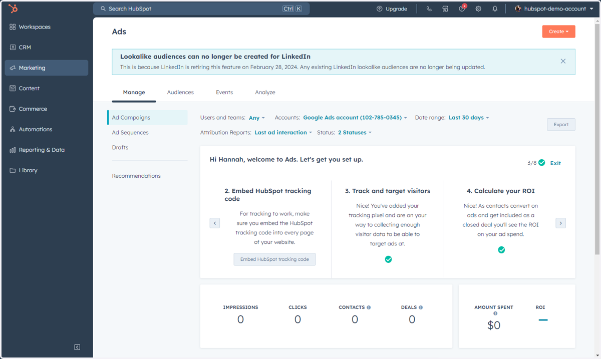 This is where you can access, manage and create Ads