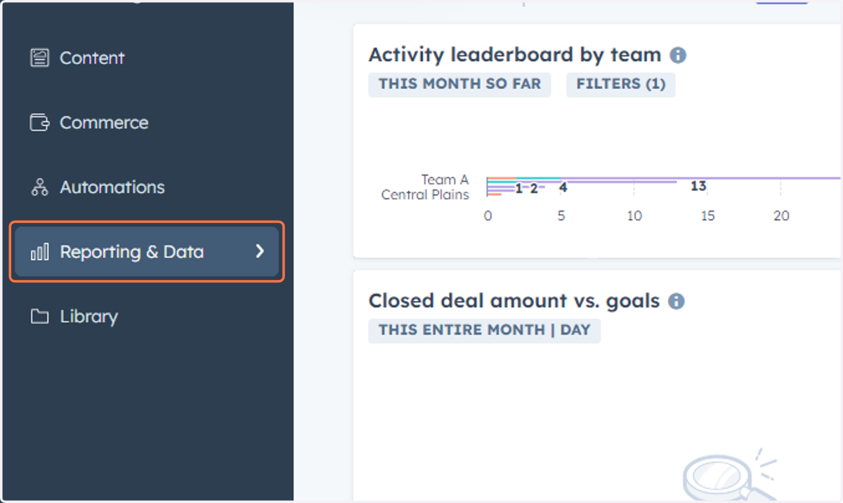 Click on Reporting & Data