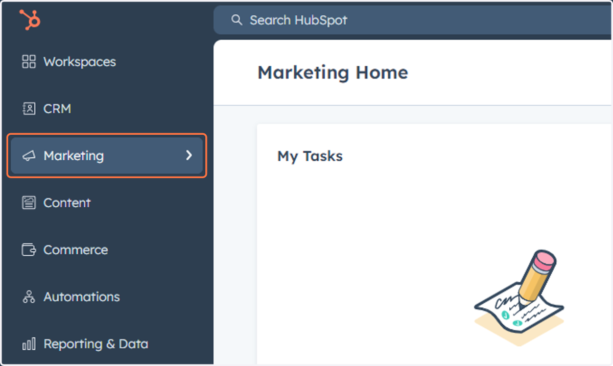 Click on Marketing