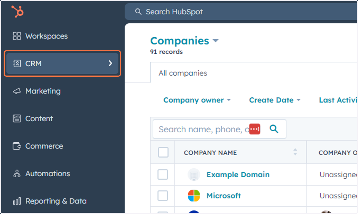 Click on CRM