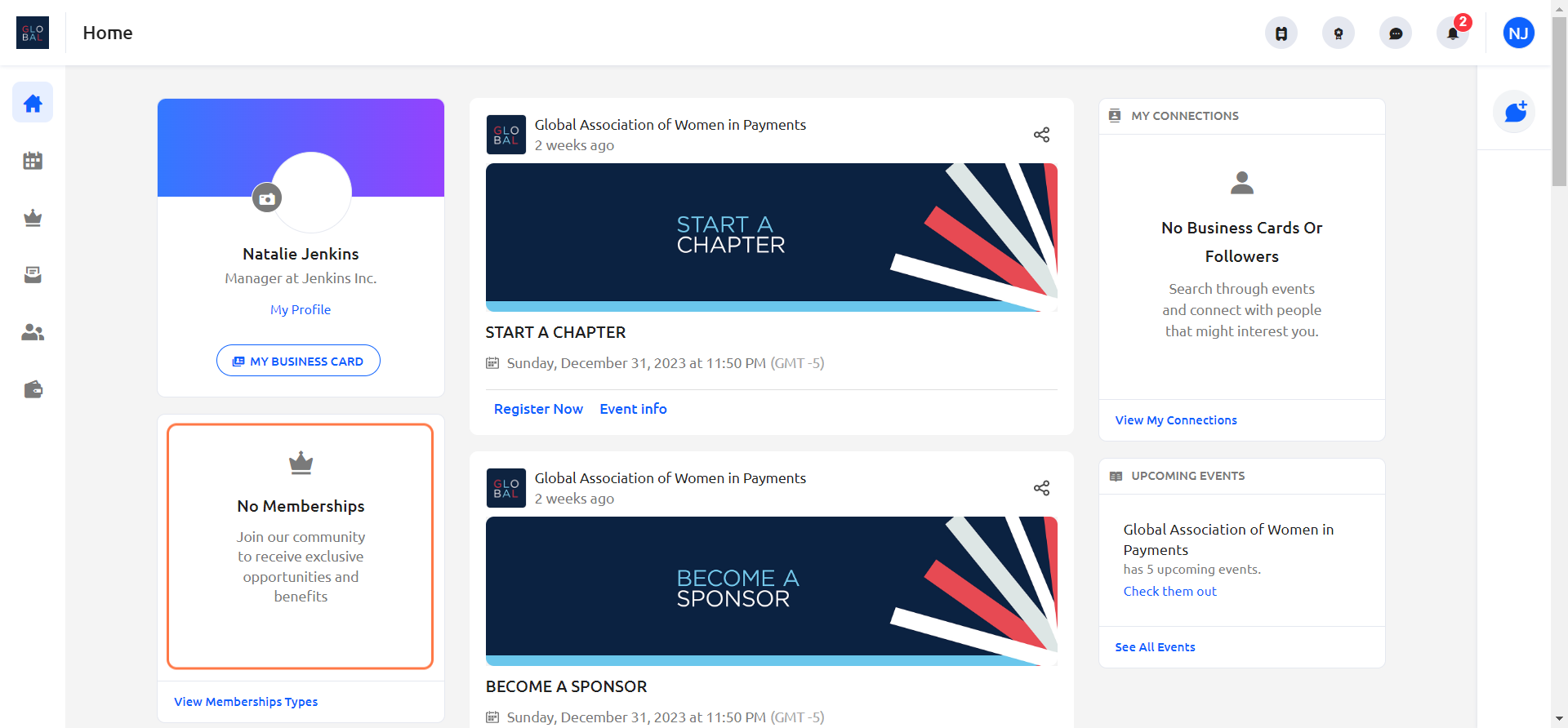 Review your current membership found on the left of your Homepage.
