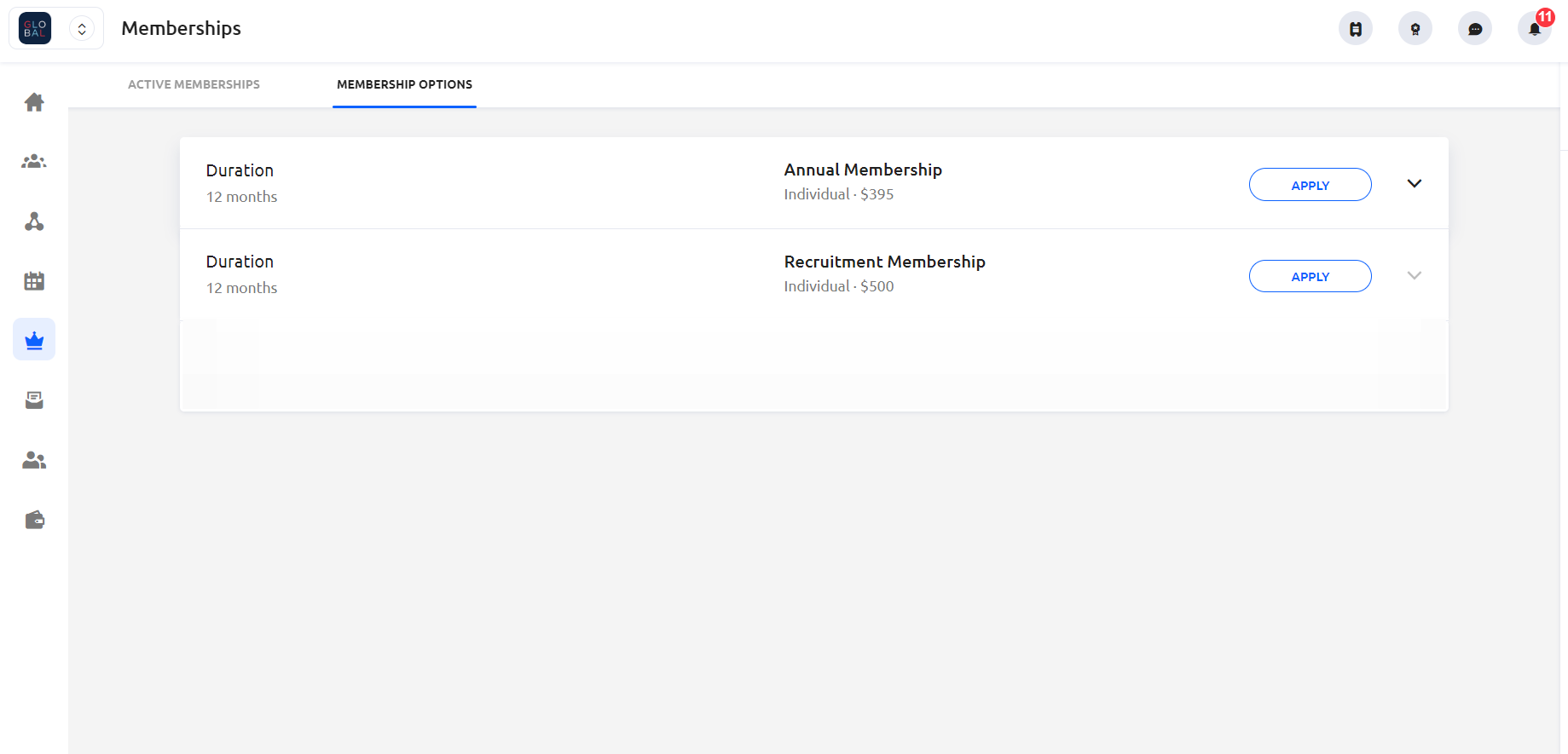 Review the different membership options available to you.