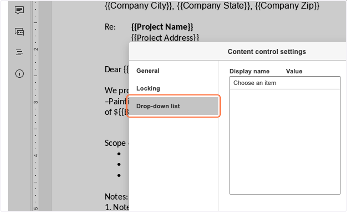 Click on Drop-down list