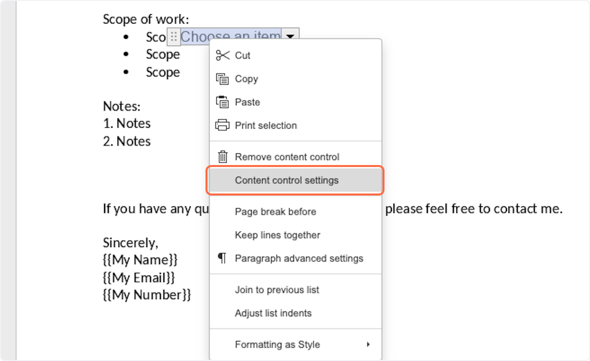 Click on Content control settings