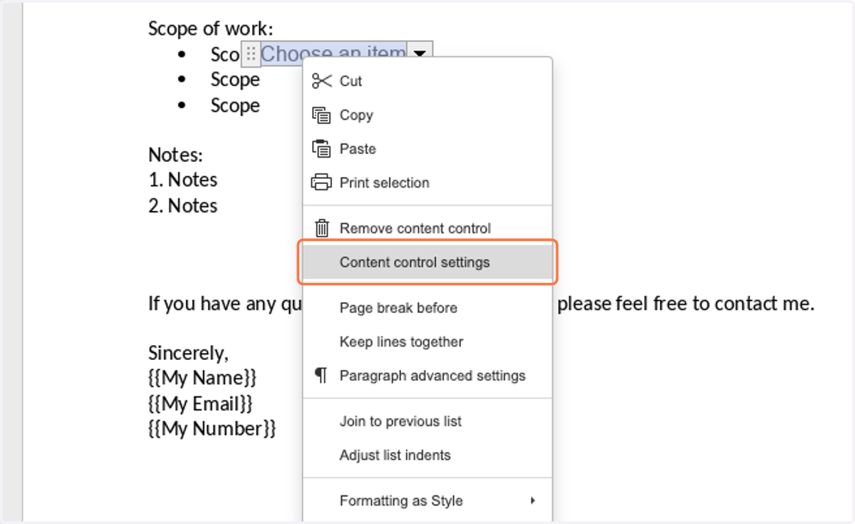 Click on Content control settings
