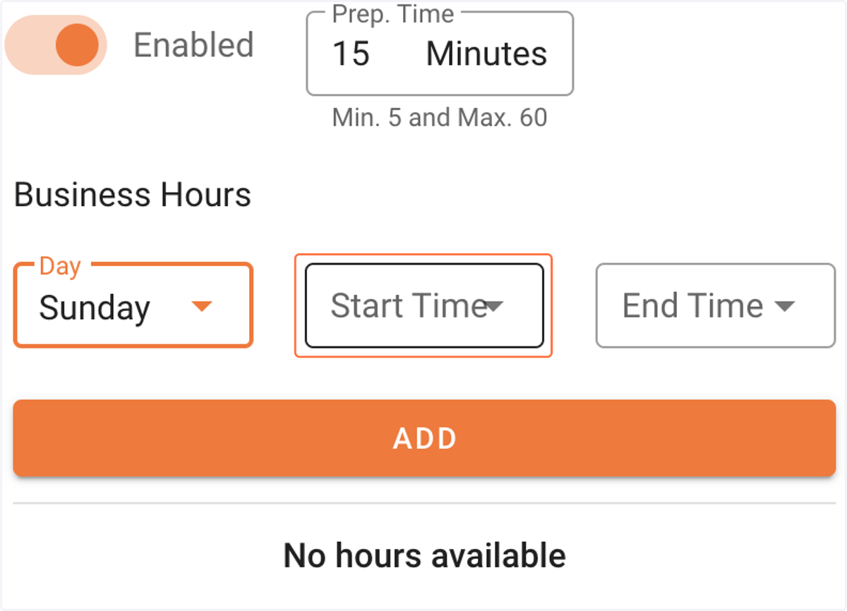 Click on start time