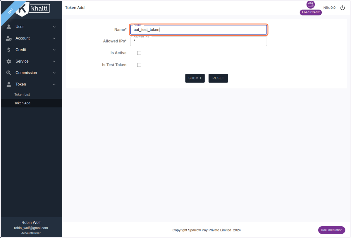 Token add details