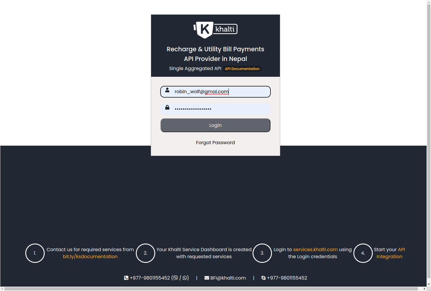 Enter the email address and password. Click on Login