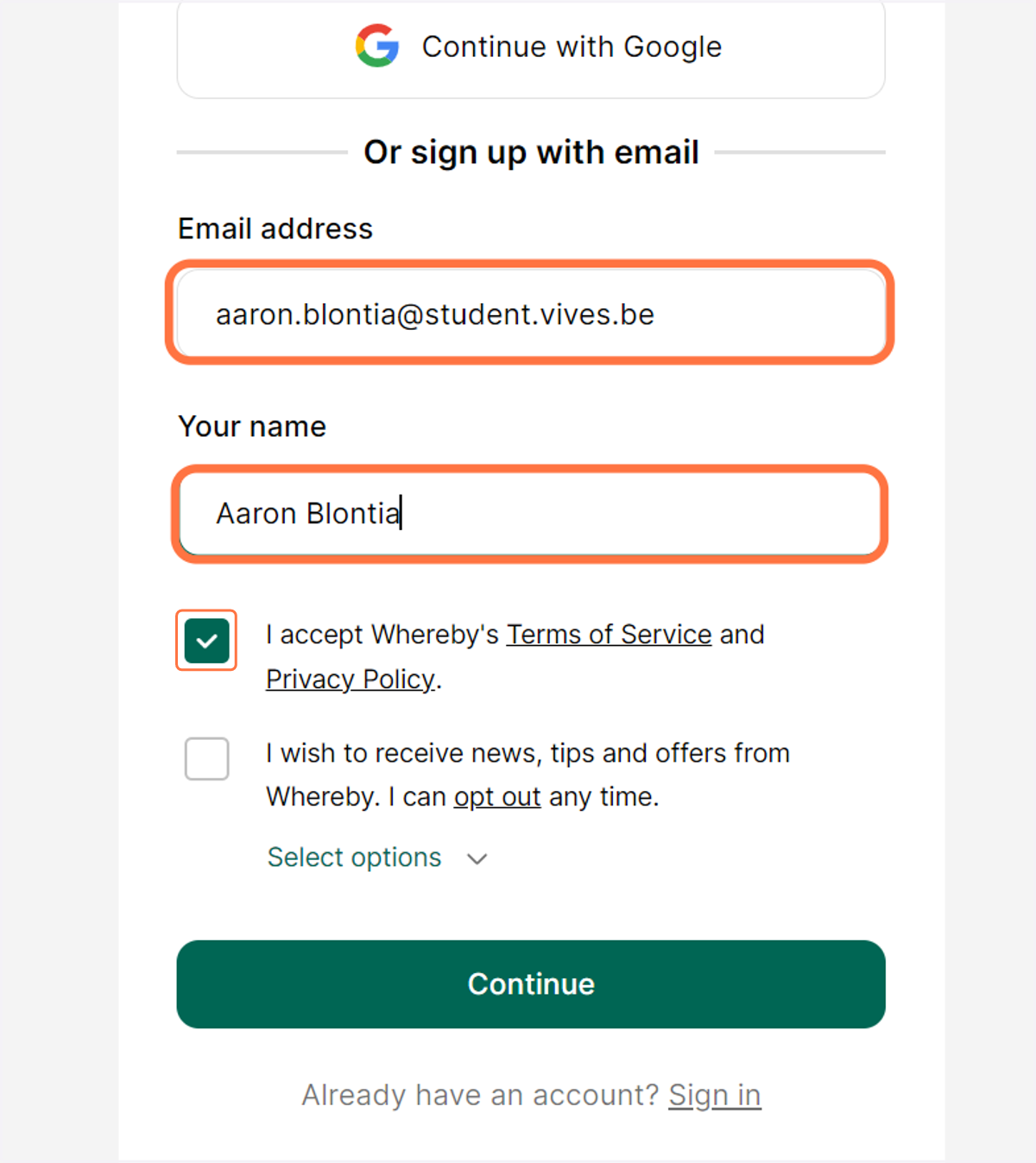 Creëer uw account of login met een Google-account