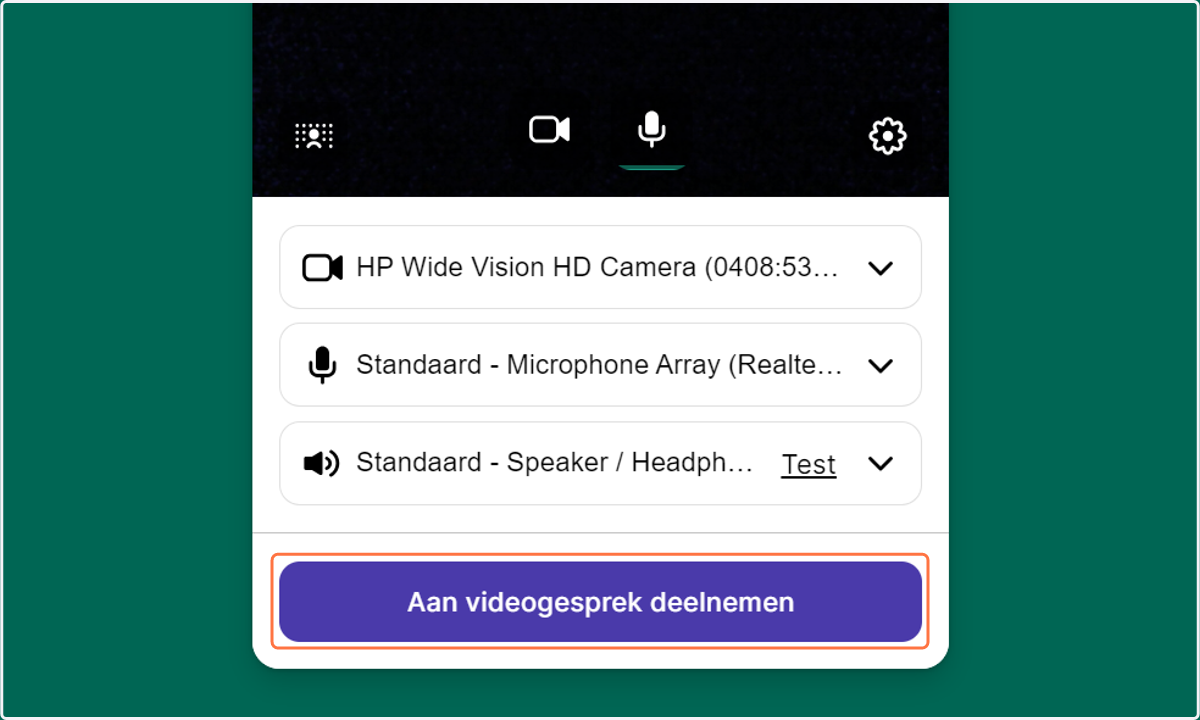 Neem deel aan het videogesprek