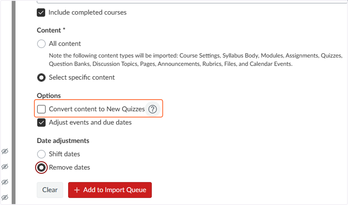 Optional: Import assessment as New Quizzes.