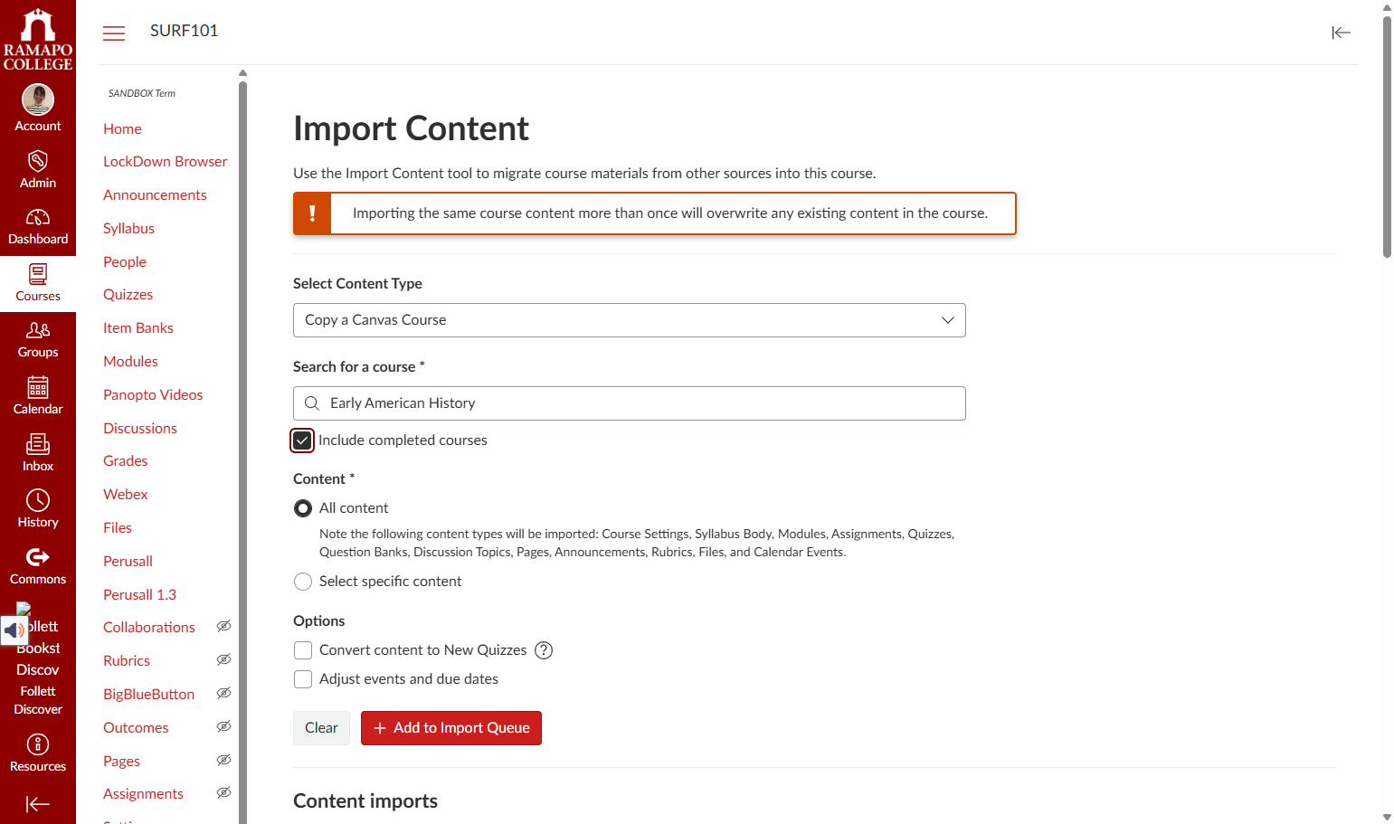 Check 'Include completed courses'.