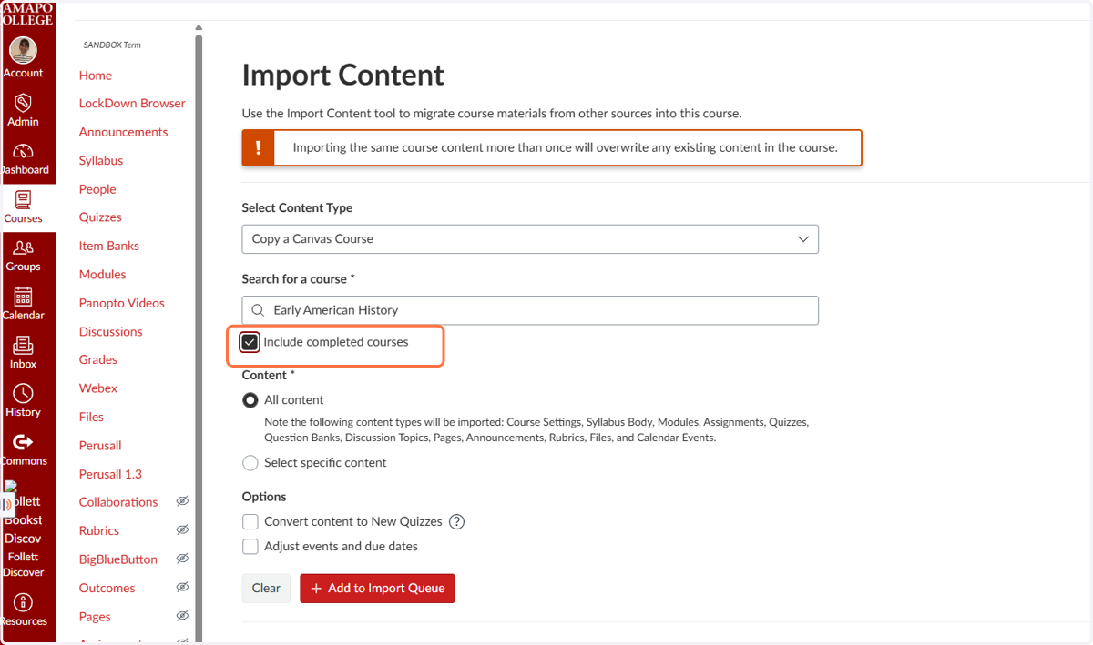 Check 'Include completed courses'.