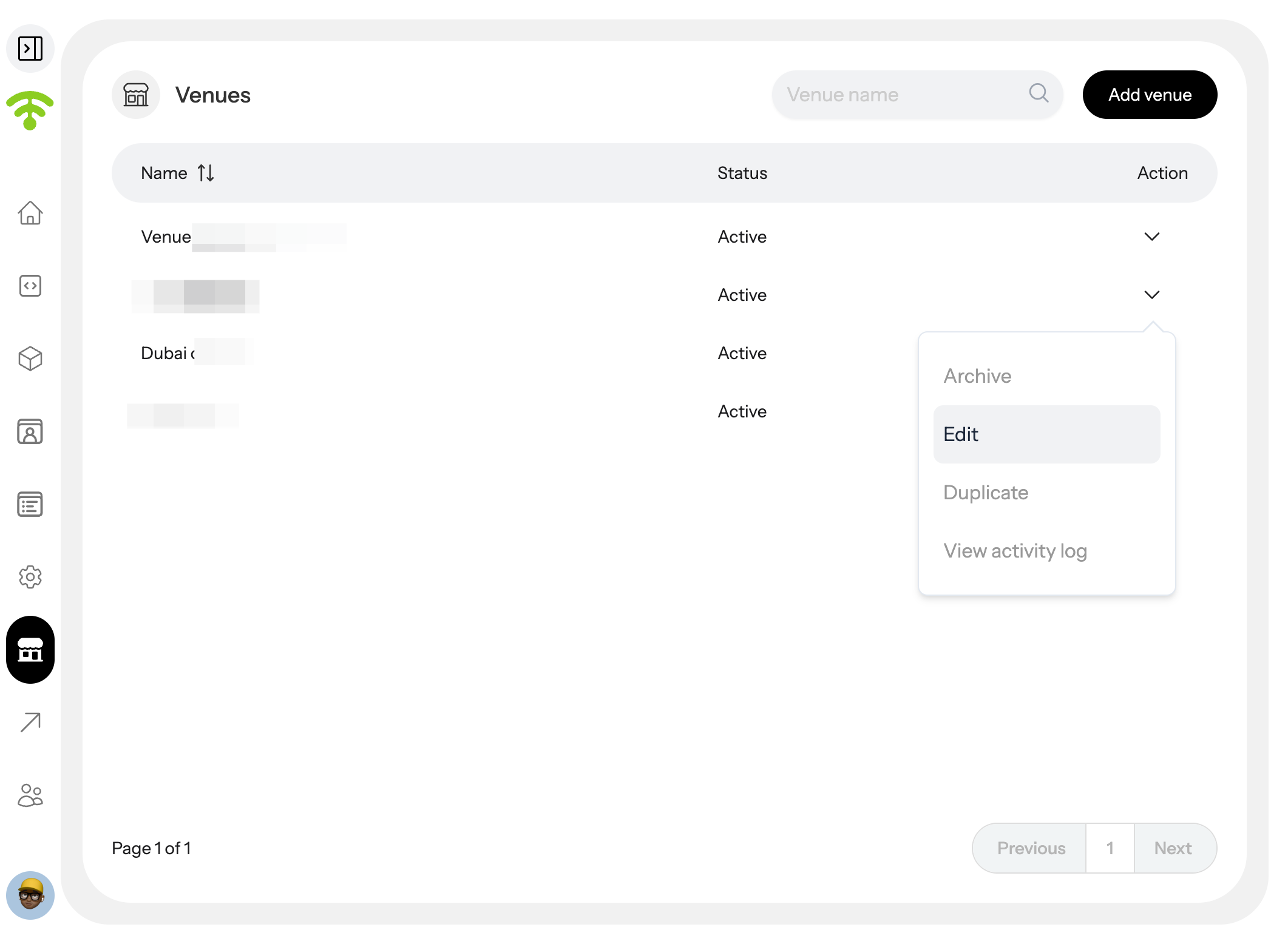 Select a Venue to Edit