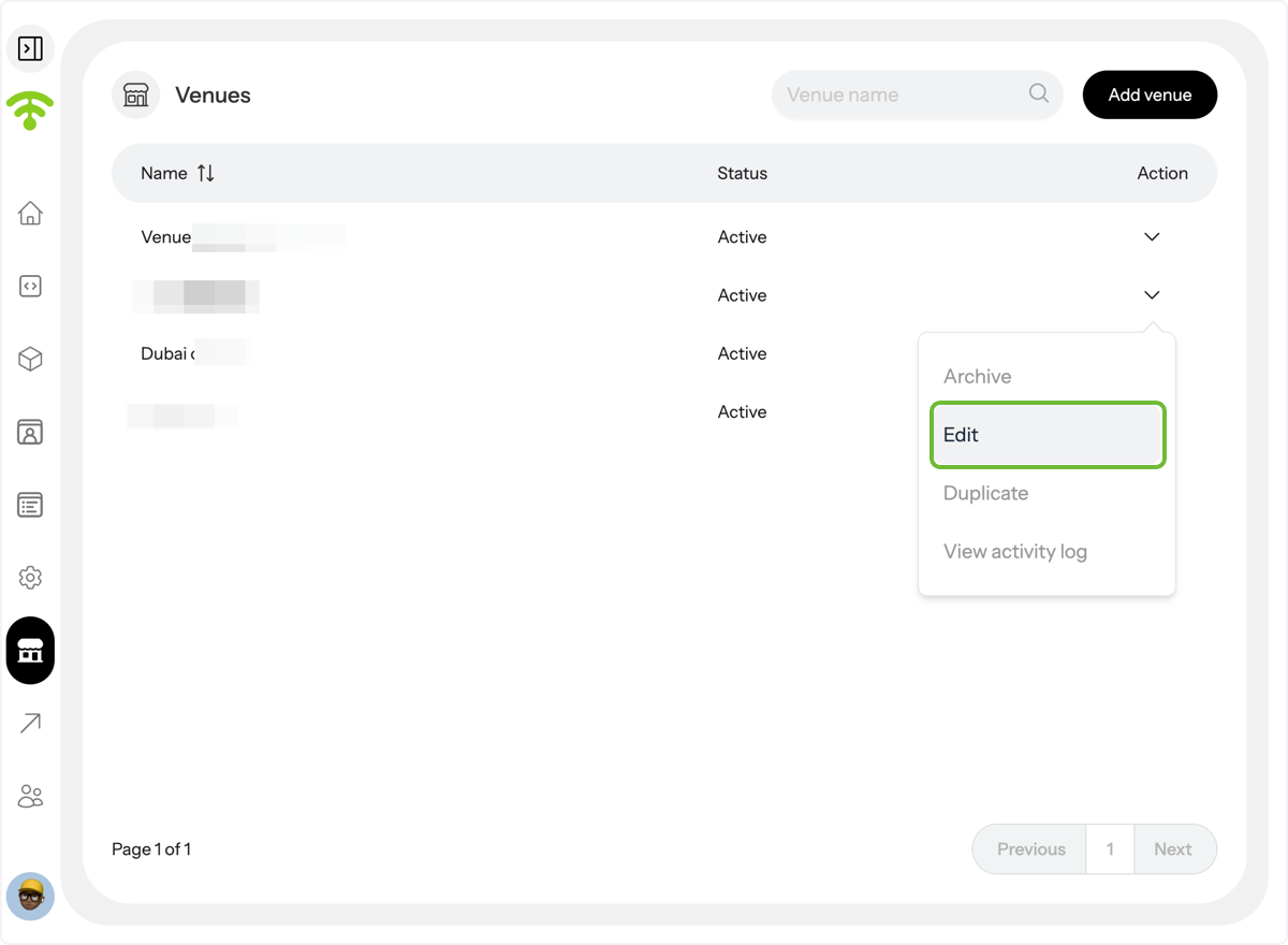 Select a Venue to Edit