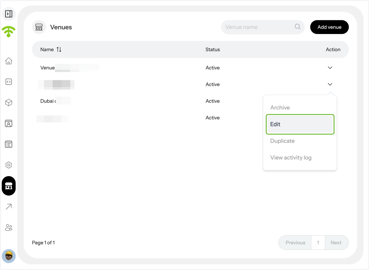 Select a Venue to Edit