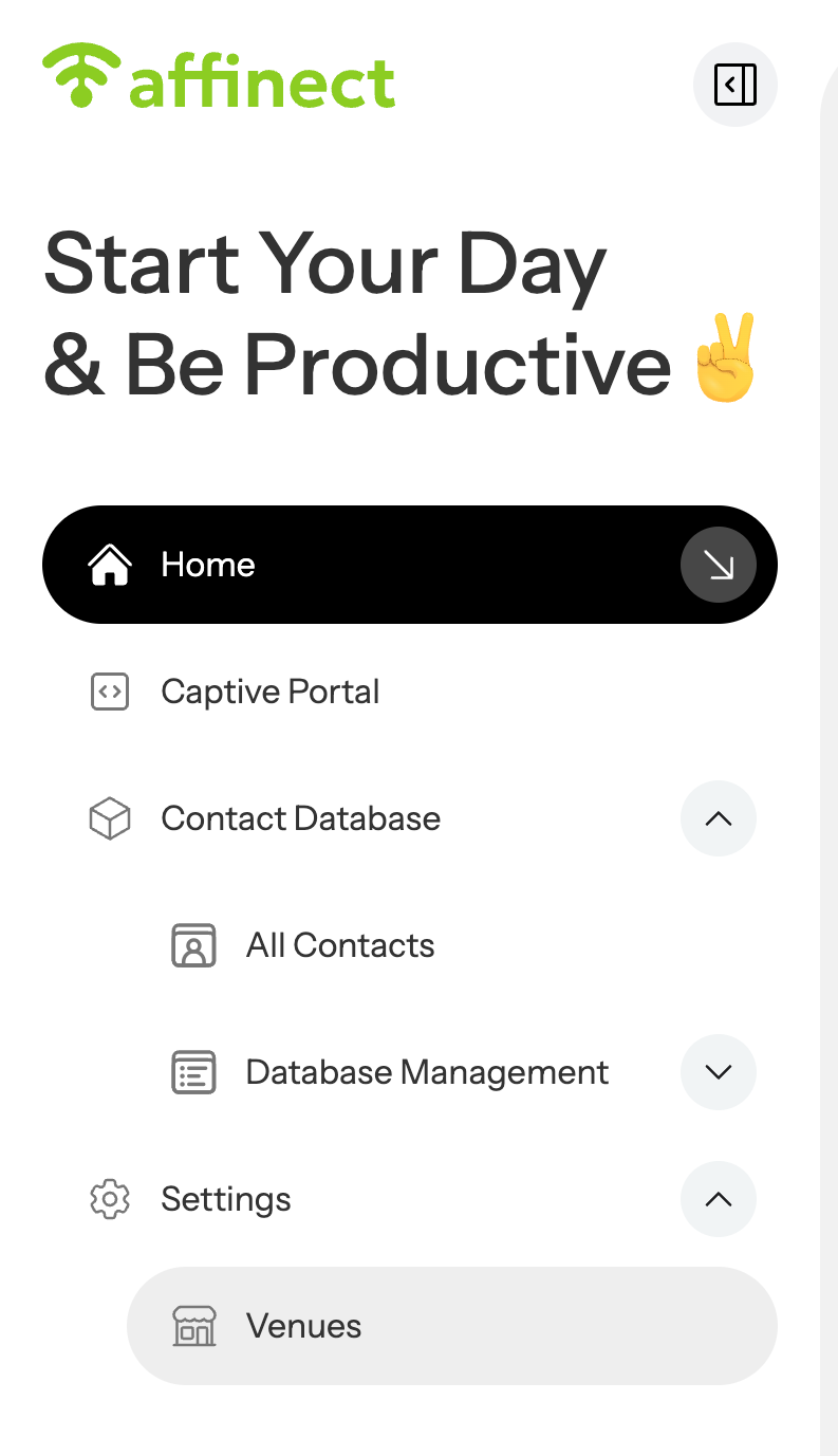 Navigate to Venue Settings