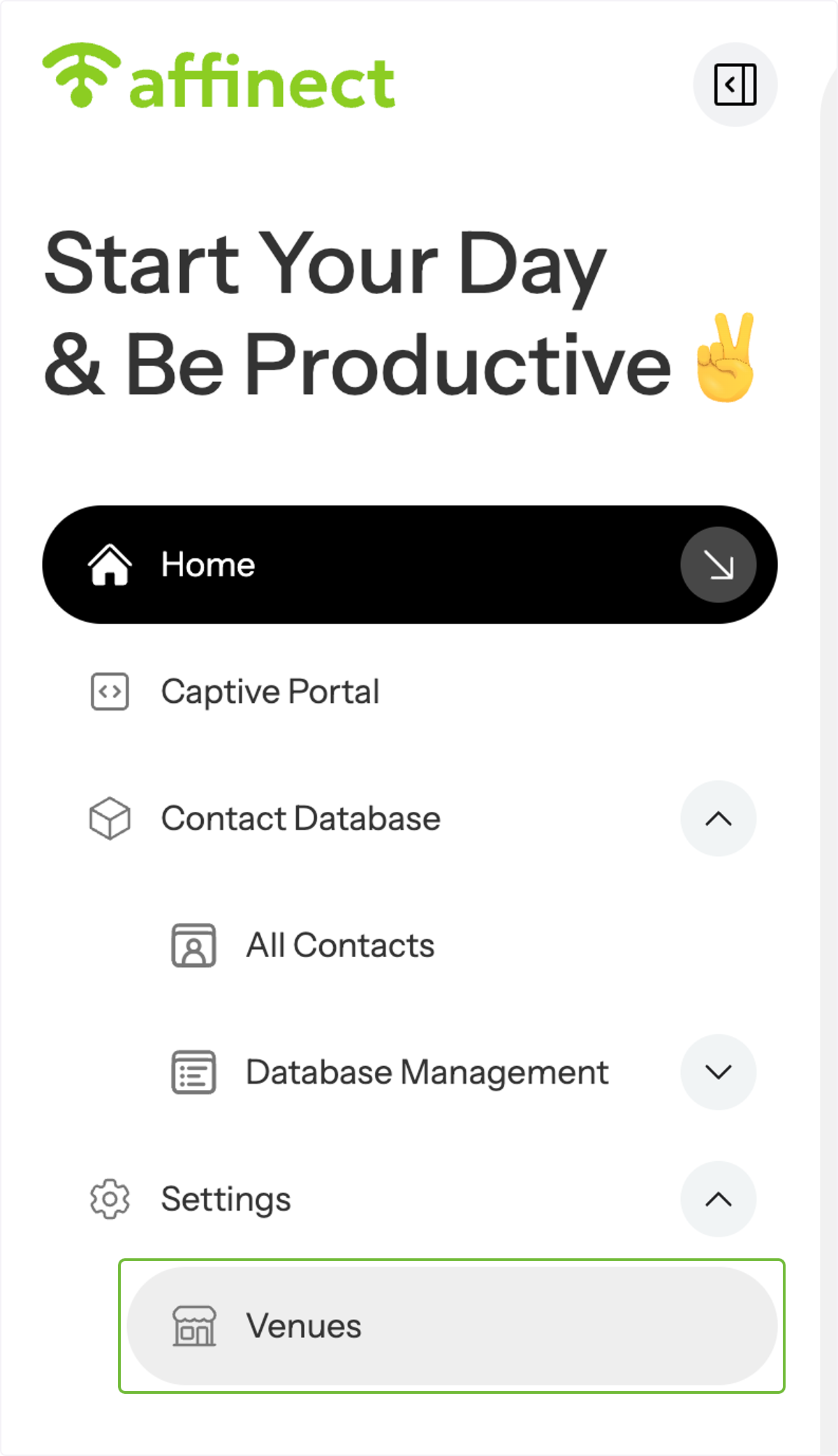 Navigate to Venue Settings
