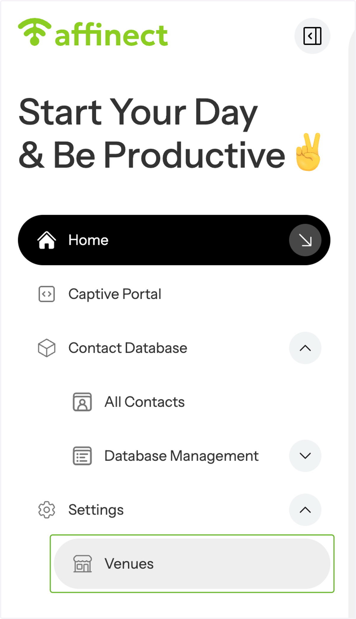 Navigate to Venue Settings