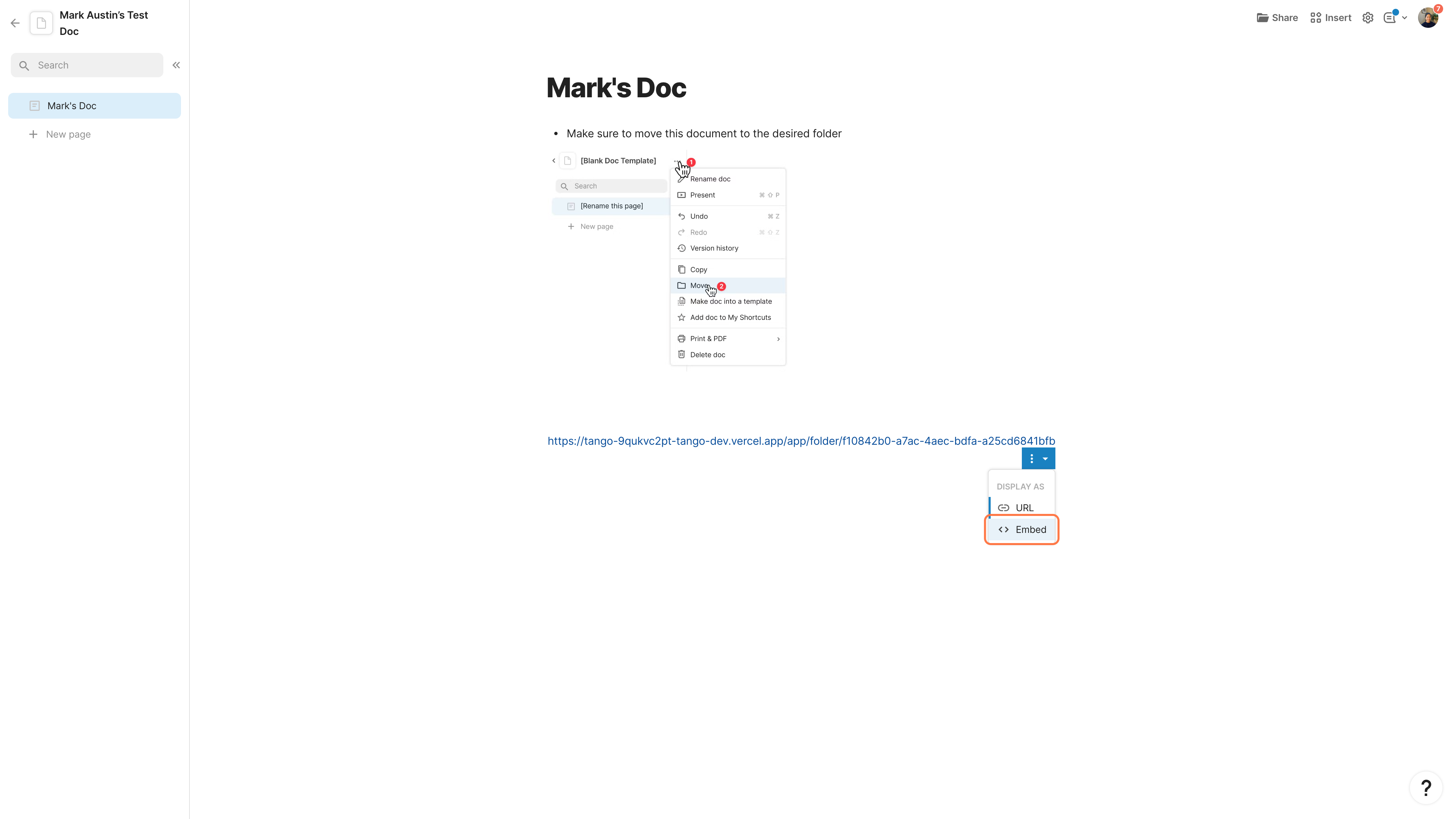 Click on Embed!