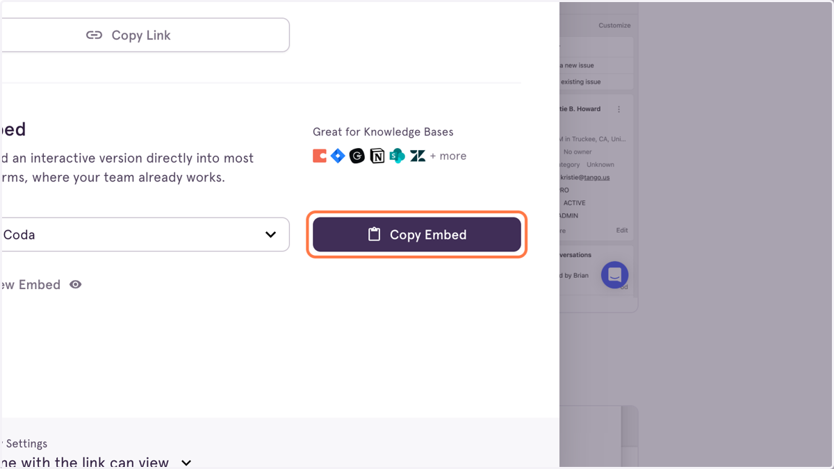 Click on Copy Embed