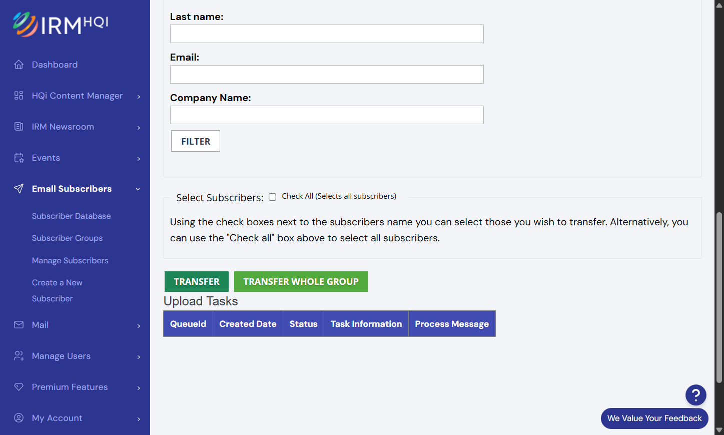 Once you have done this, hit the "Transfer" button.