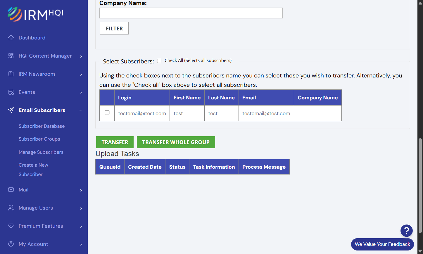 You should now be able to view the subscribers you wish to transfer.