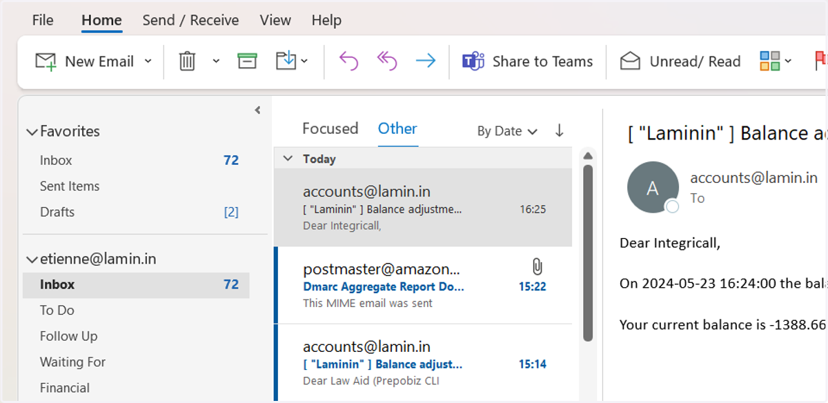 In your mail client it will also display as Read