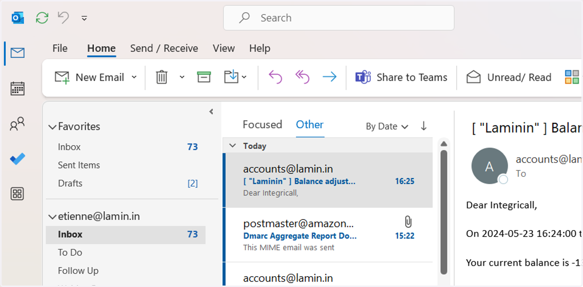 In your mail client it will also display as Unread