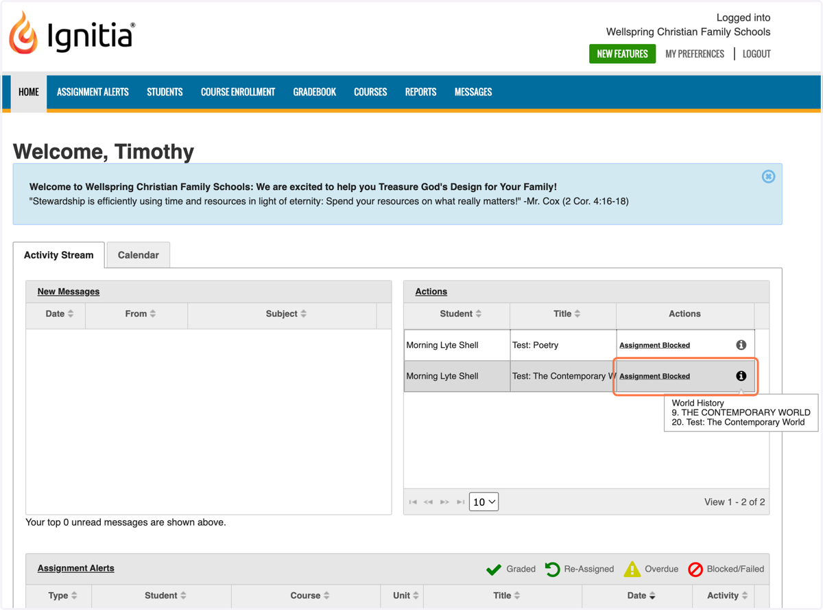 TIP: To see where the alert comes from, click on the little 'i' icon beside the link.