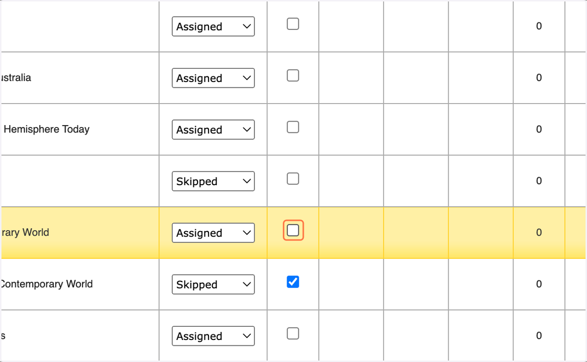 Click the check to remove it and unblock the assignment.